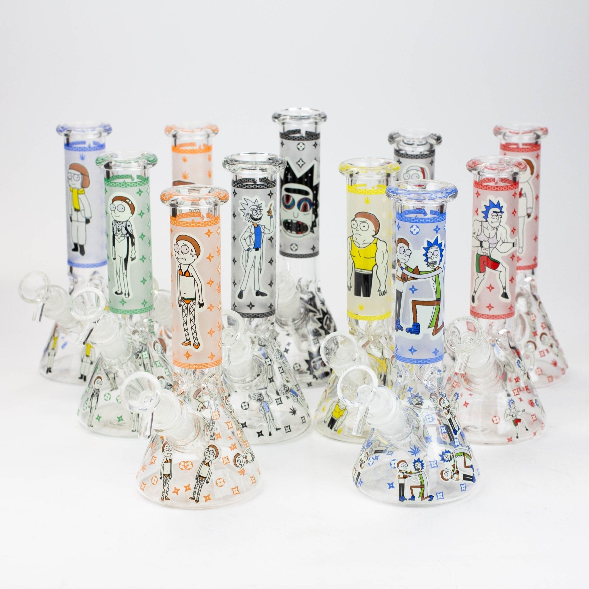 Glow in the Dark 8" Cartoon Beaker Bong Glasss Station