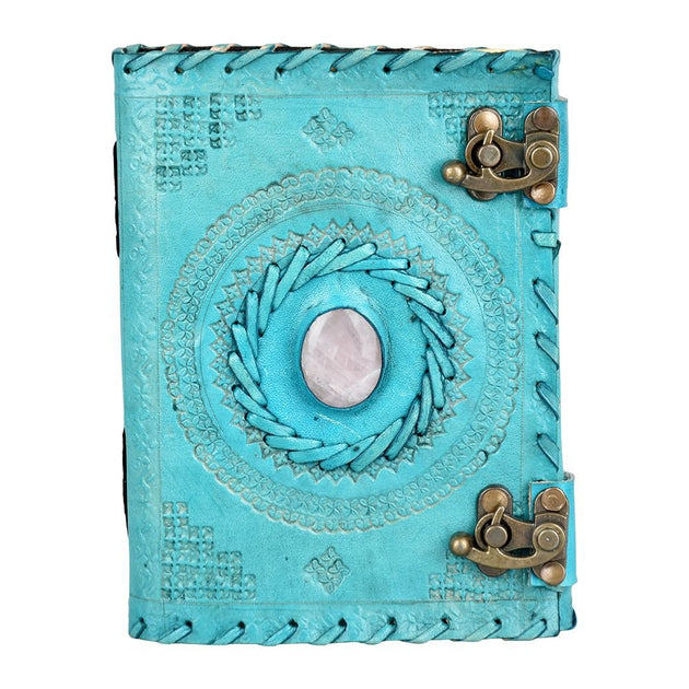 Blue Leather & Quartz Embossed Leather Journal - Glasss Station