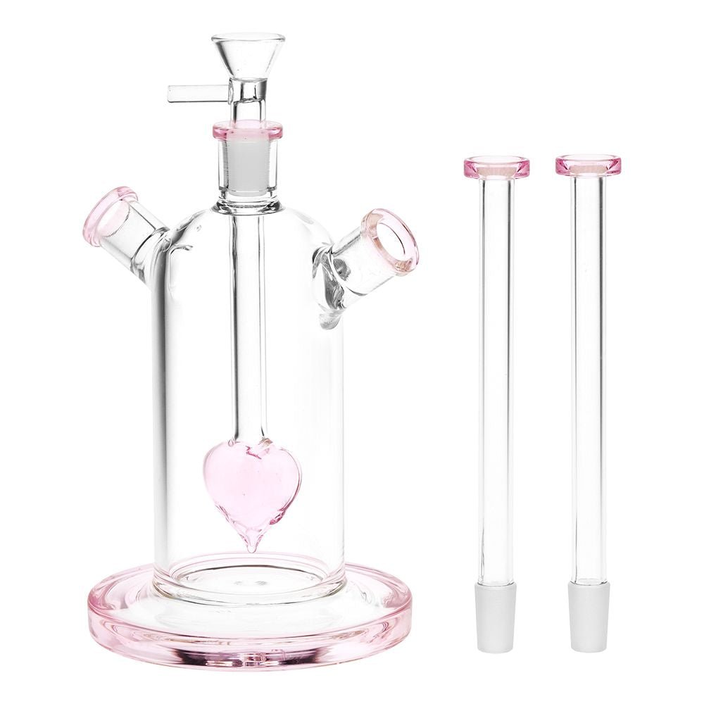 Date Night Heart Perc Dual Neck Water Pipe - Glasss Station