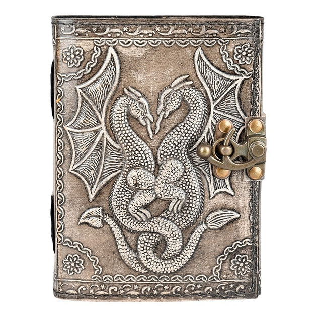Double Dragon Embossed Leather Journal - Glasss Station