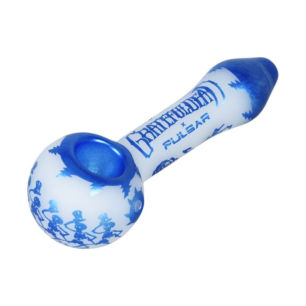 Grateful Dead x Pulsar Blue Sky Dancing Skellies Spoon Pipe - Glasss Station
