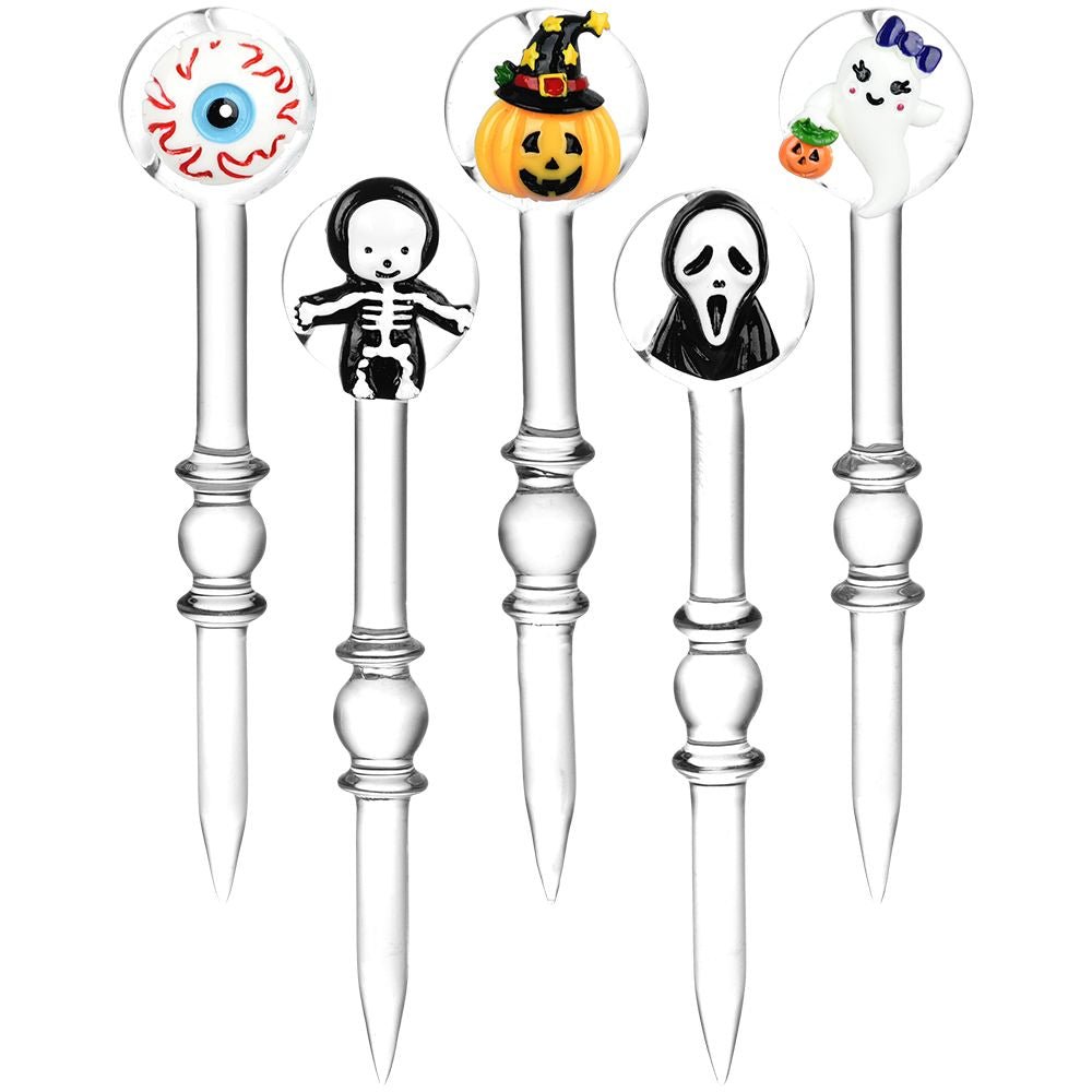 Halloween Assortment 2 - in - 1 Glass Dab Tool & Carb Cap 5 Pack - Glasss Station