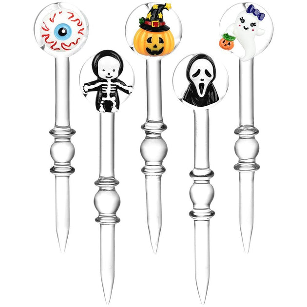 Halloween Assortment 2 - in - 1 Glass Dab Tool & Carb Cap 5 Pack - Glasss Station