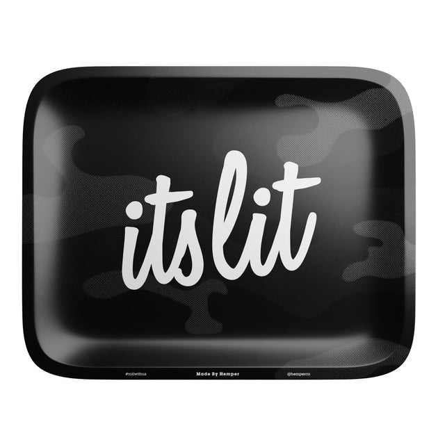 Hemper It's Lit Black Camouflage Rolling Tray - Glasss Station