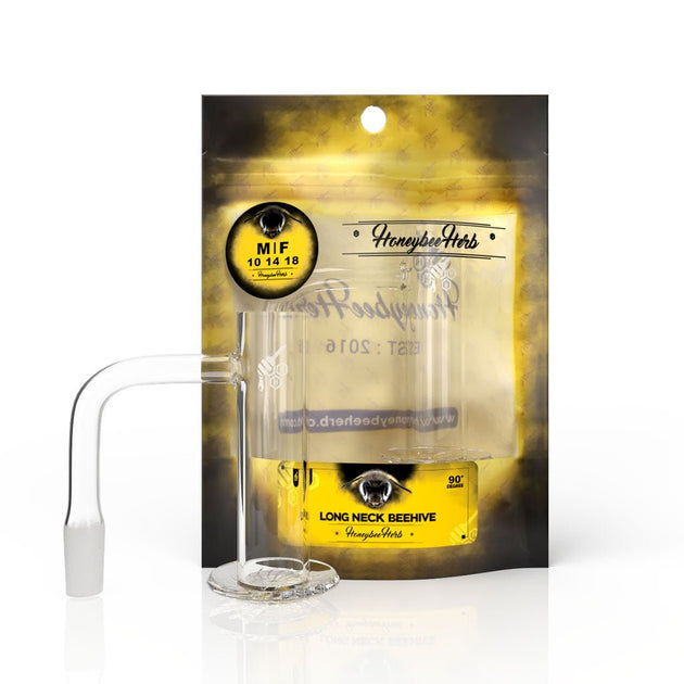 Honeybee Herb Long Neck Beehive Quartz Banger - Glasss Station