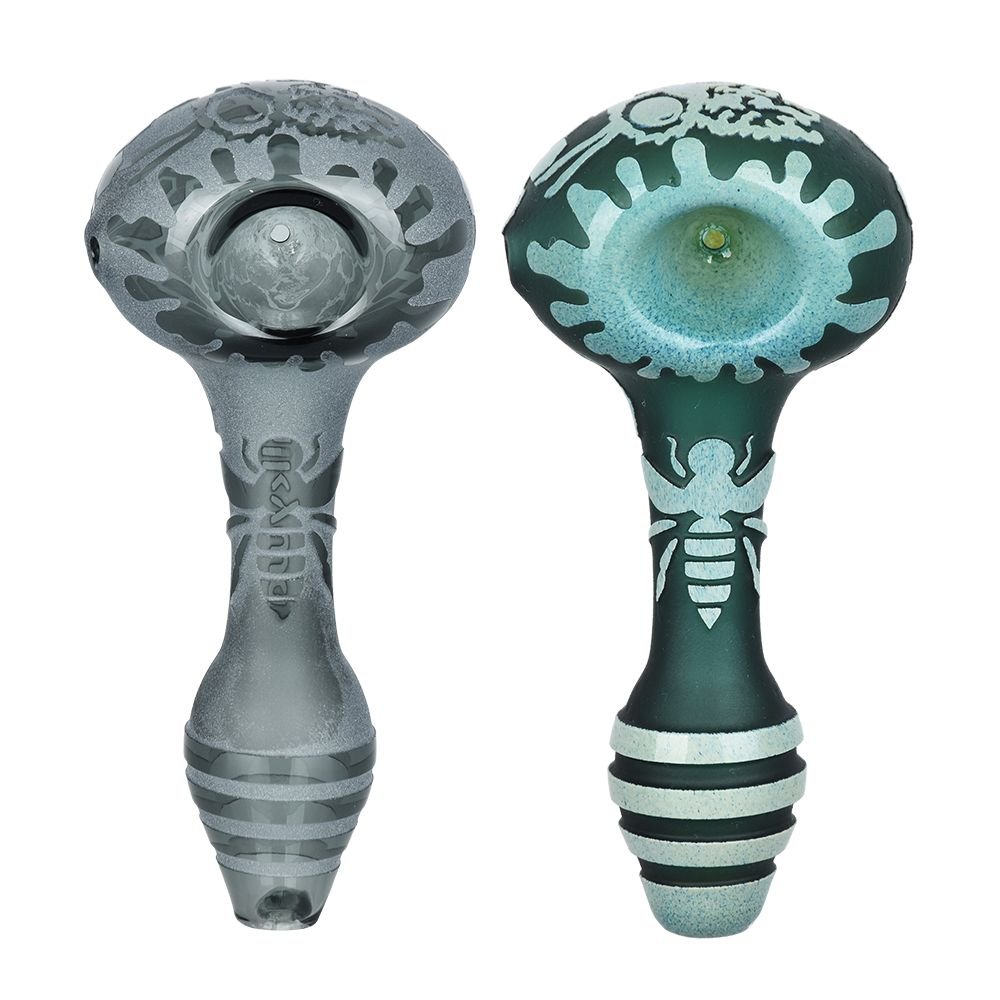 Milky Way Bee Hive Sandblasted Spoon Pipe - Glasss Station