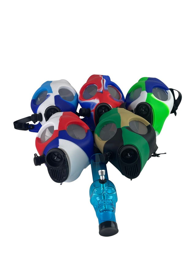 Multi - Colored Silicone Skull Gas Mask - Glasss Station