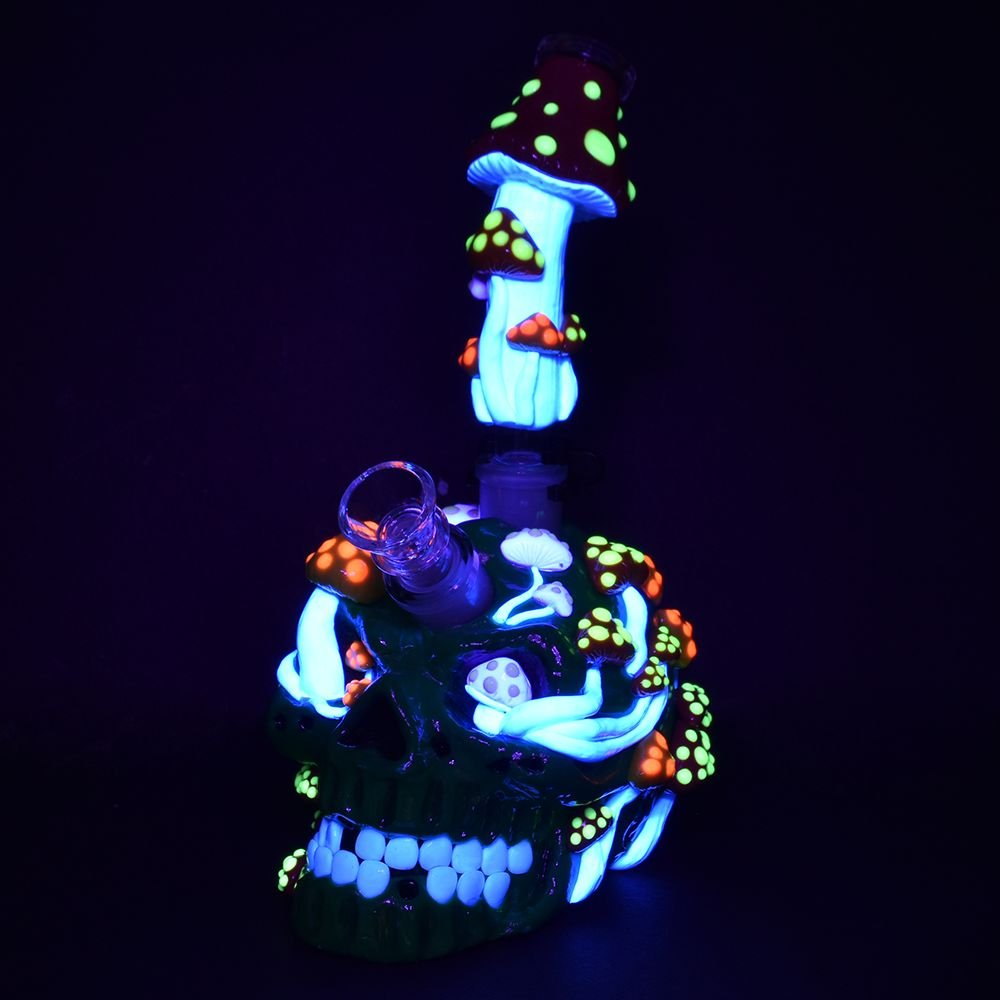 Mushroom Garden Sugar Skull Water Pipe - Glasss Station