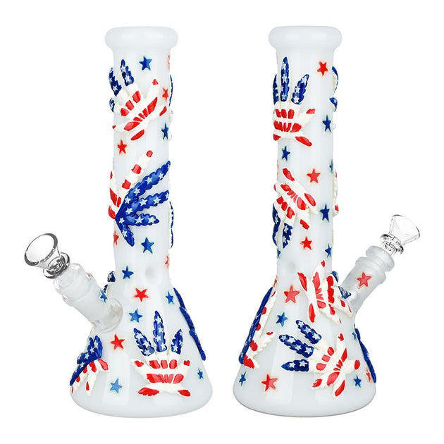 Patriot Leaf Glow In The Dark Water Pipe - Glasss Station