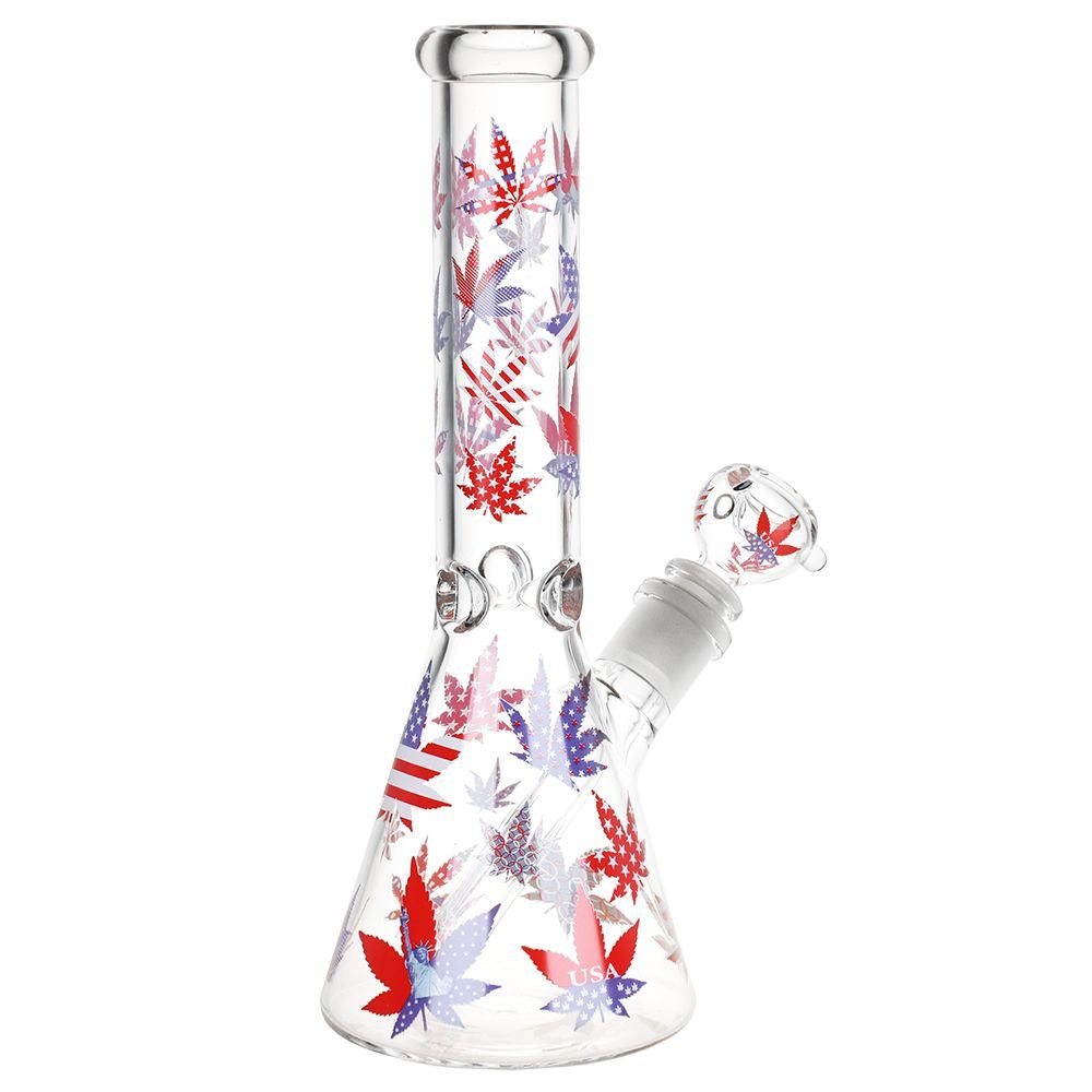 Patriotic Leaf Beaker Water Pipe - Glasss Station