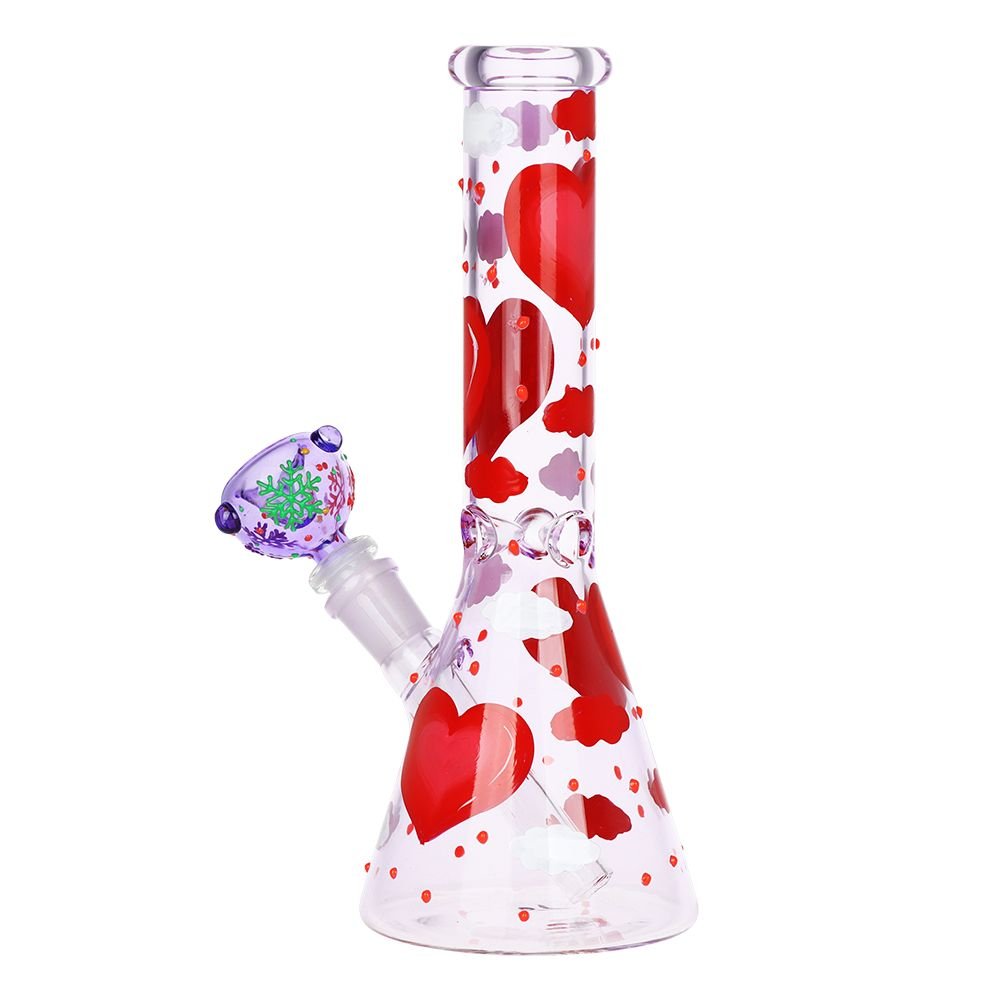 Pinky Hearts Beaker Pipe - Glasss Station