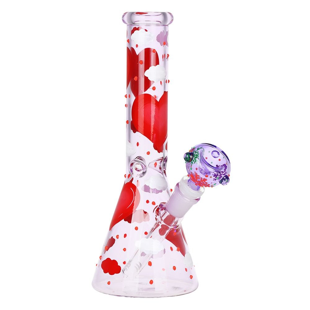 Pinky Hearts Beaker Pipe - Glasss Station