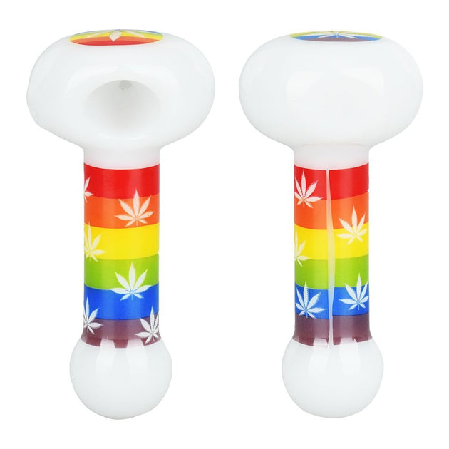 Pride Rainbow Hemp Leaf Glow Spoon Pipe - Glasss Station
