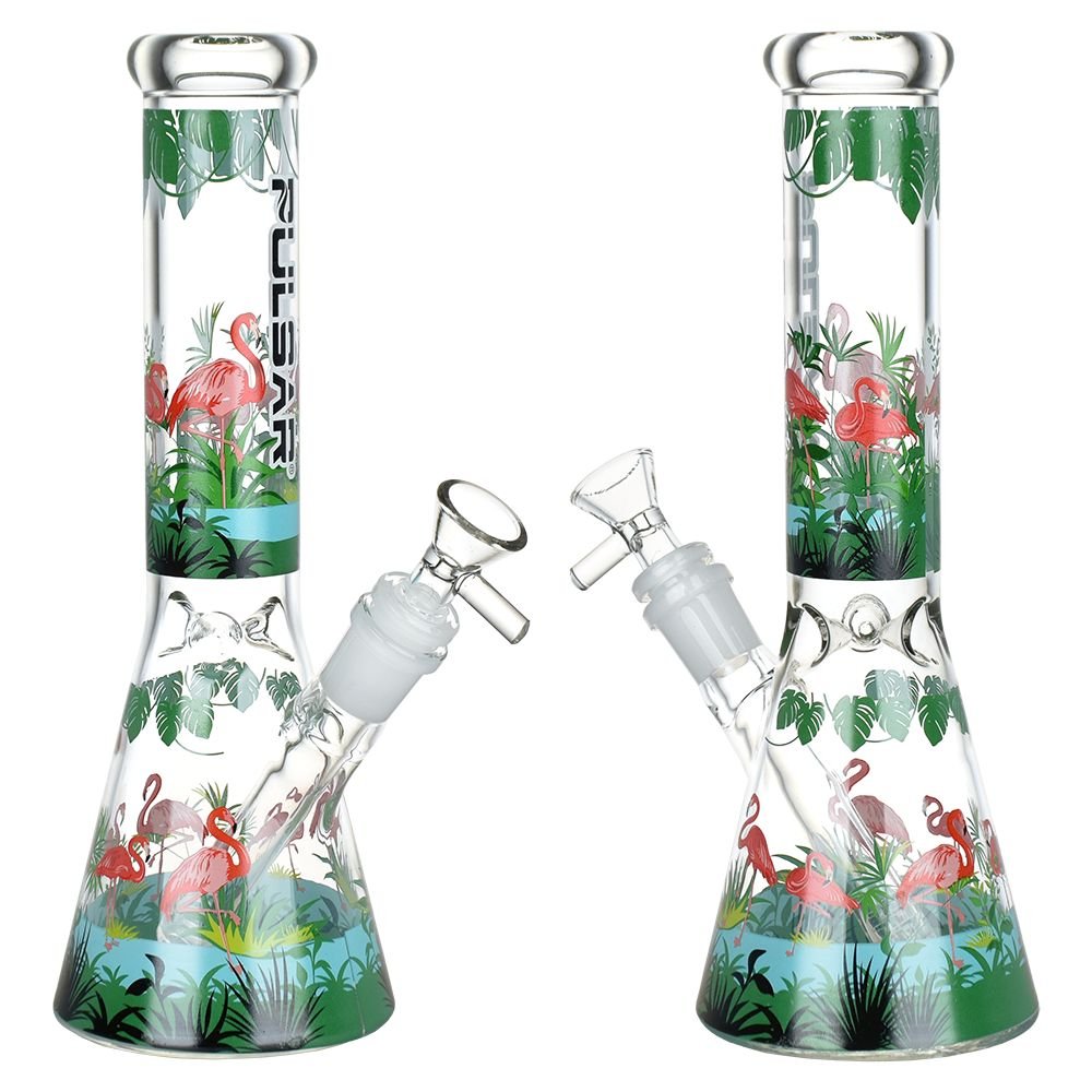 Pulsar Chillin' Flamingos Glass Beaker Bong - Glasss Station