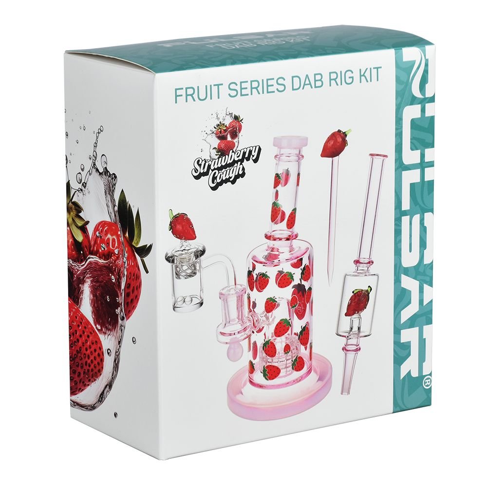 Pulsar Fruit Series Strawberry Cough Glow In The Dark Dab Rig Kit - Glasss Station