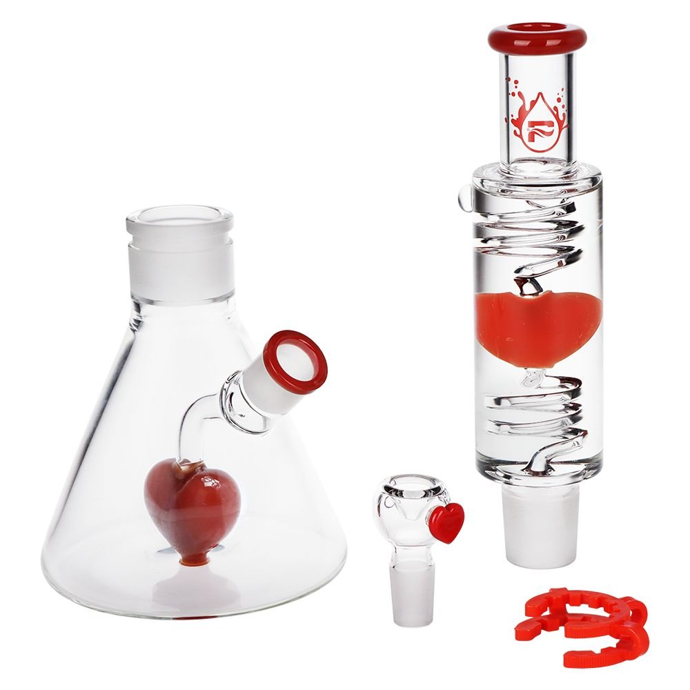 Pulsar Love Heart Beat Glycerin Beaker Pipe - Glasss Station