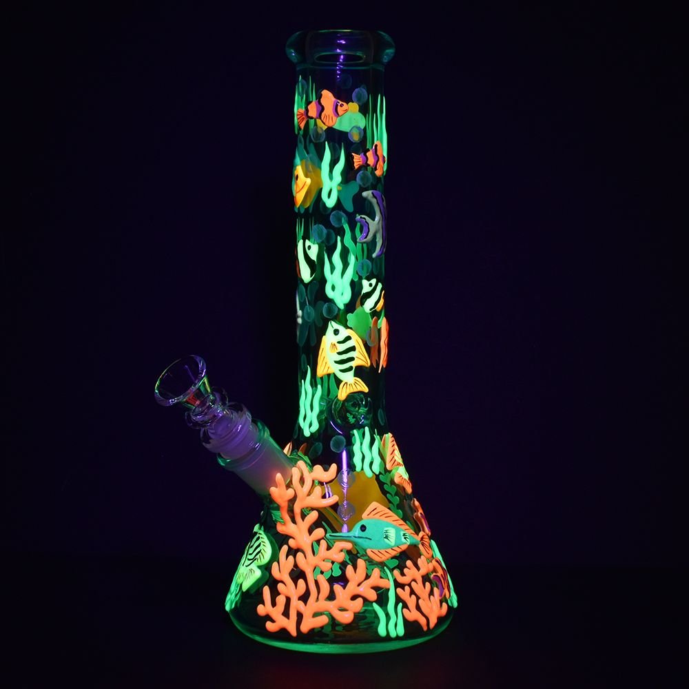 Pulsar Reef Riot Glow In The Dark Beaker Bong - Glasss Station