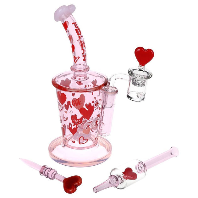 Pulsar Valentine's Love Hearts Glass Dab Rig Set - Glasss Station