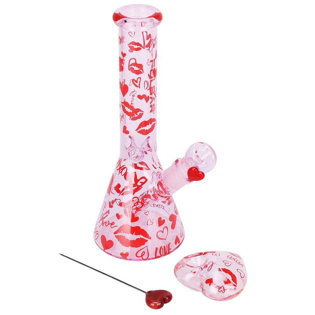 Pulsar Valentine's XOXO Beaker & Hand Pipe Set - Glasss Station