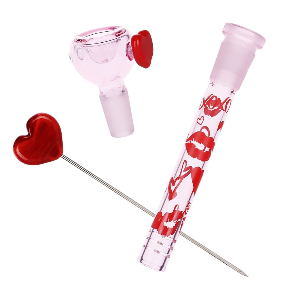 Pulsar Valentine's XOXO Beaker & Hand Pipe Set - Glasss Station