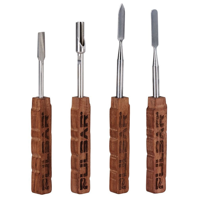 Pulsar Wooden Dab Tool w/ Stainless Steel Tip 4 Pack - Glasss Station