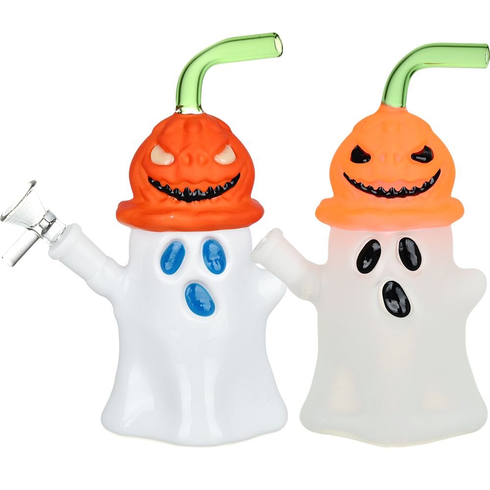 Pumpkin Head Ghost Glow In The Dark Bong - Glasss Station