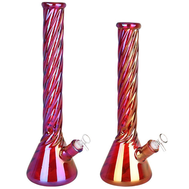 Red Spiral Neck Glass Beaker Bong - Glasss Station