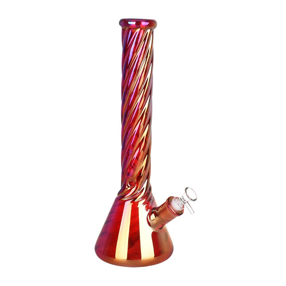 Red Spiral Neck Glass Beaker Bong - Glasss Station