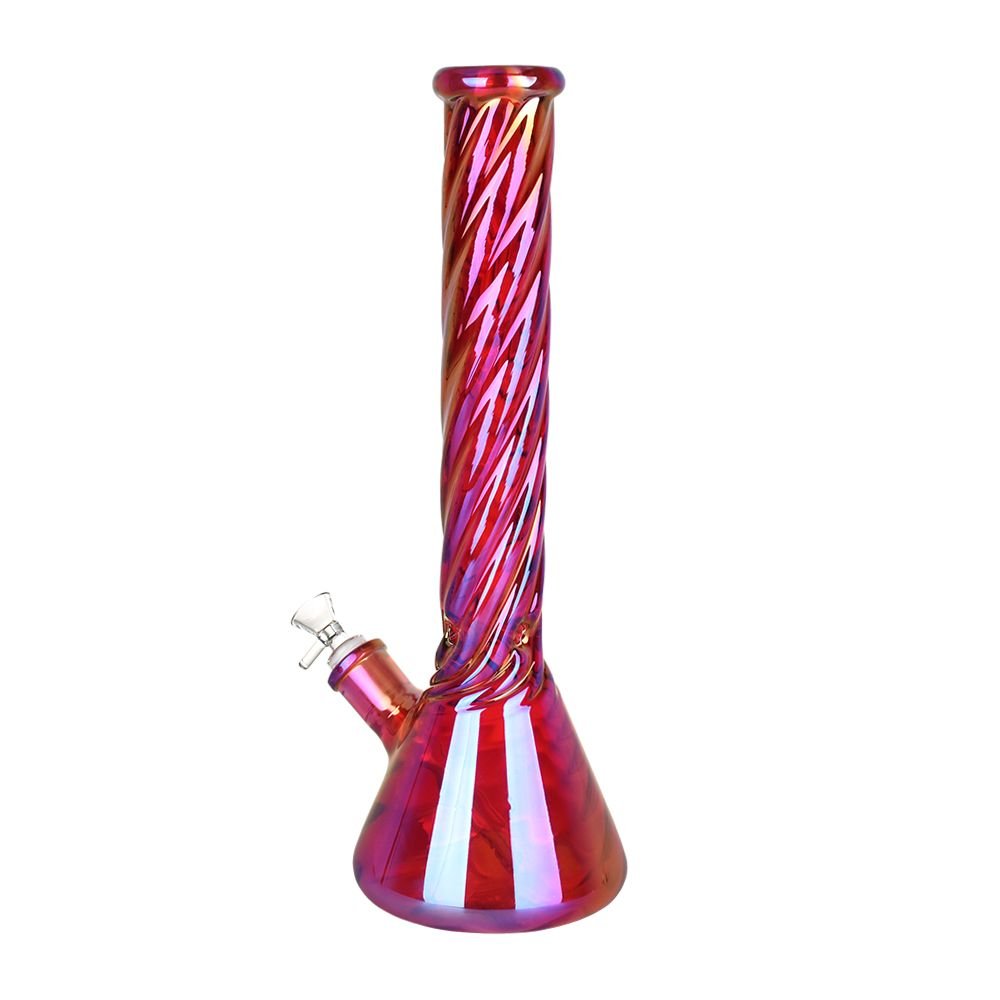 Red Spiral Neck Glass Beaker Bong - Glasss Station