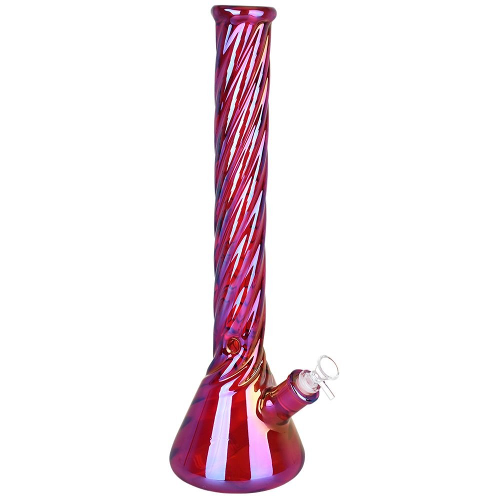 Red Spiral Neck Glass Beaker Bong - Glasss Station