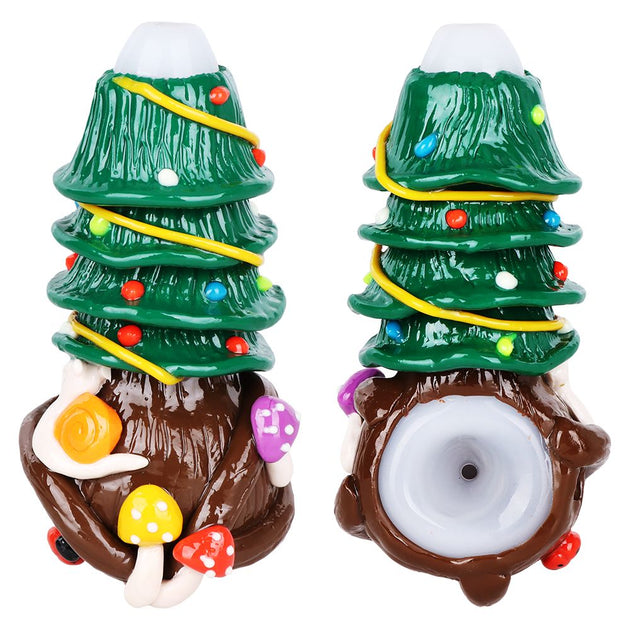 Shroom Xmas Tree Enamel Resin Sculpted Spoon Pipe - Glasss Station