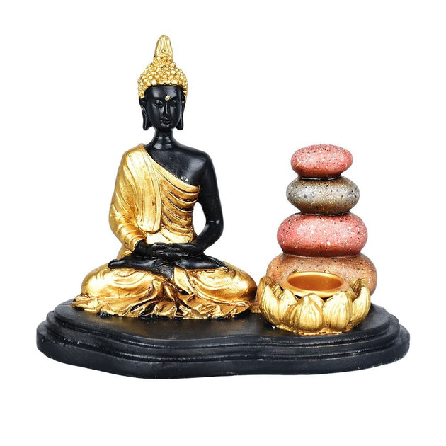Sitting Buddha & Cairns Dual Incense Burner - Glasss Station