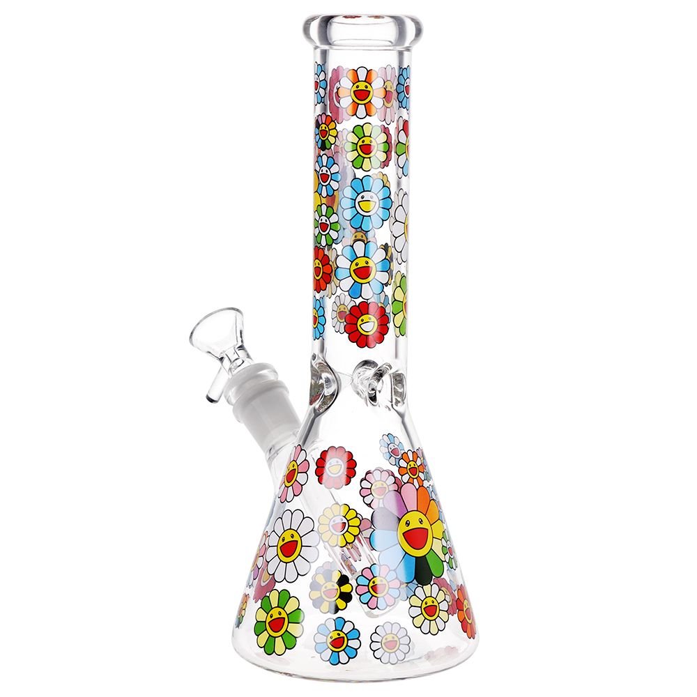 Smiling Flowers Beaker Bong - Glasss Station