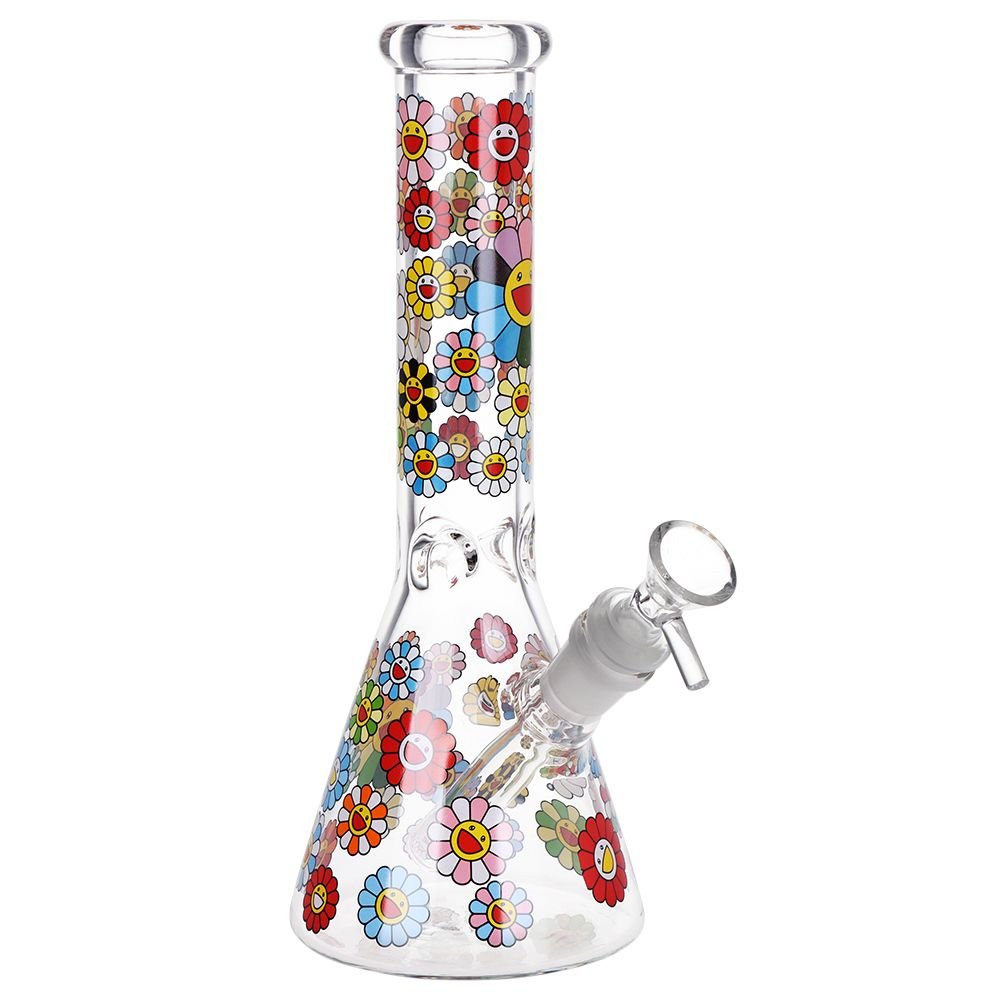 Smiling Flowers Beaker Bong - Glasss Station