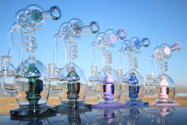 Spiral Mushroom Recycler 11" Water Pipe w/ Circ Perc - Glasss Station