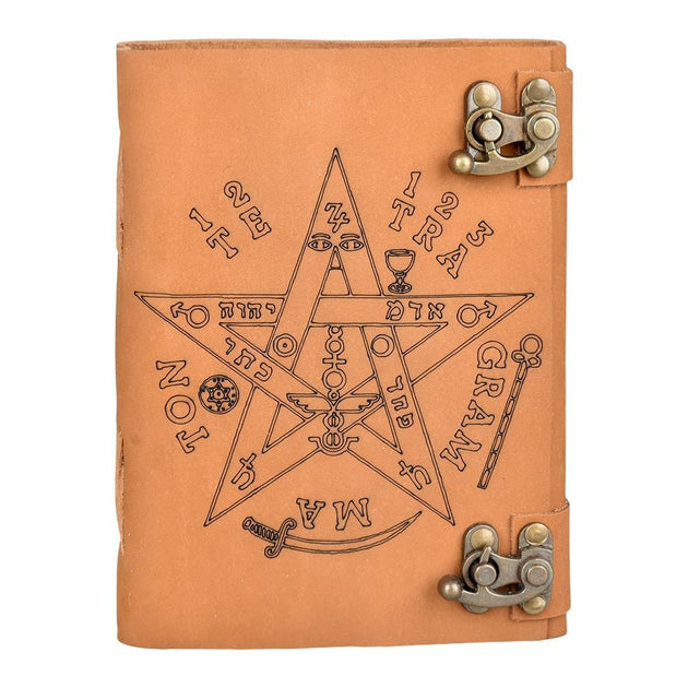 Tetragrammation Print Leather Journal - Glasss Station