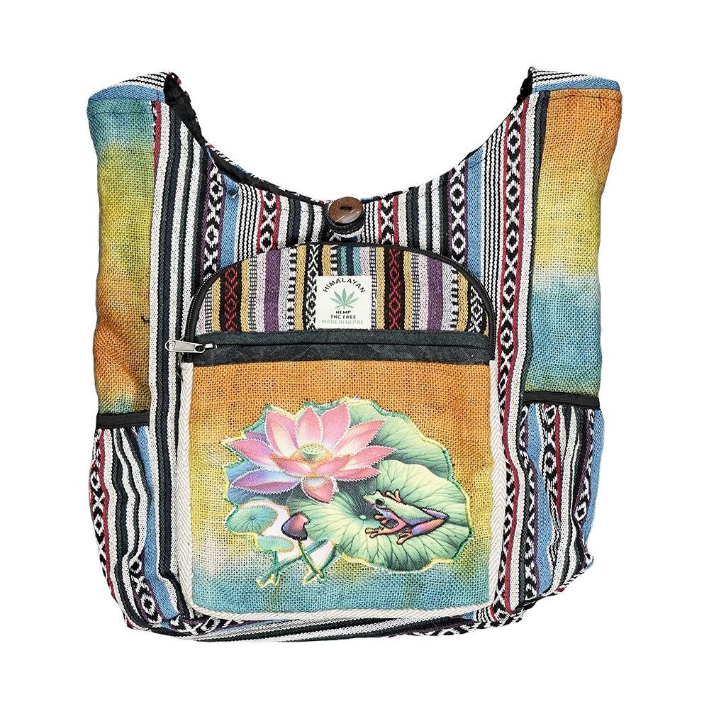 Threadheads Himalayan Hemp Lily Pad Patchwork Shoulder Bag - Glasss Station