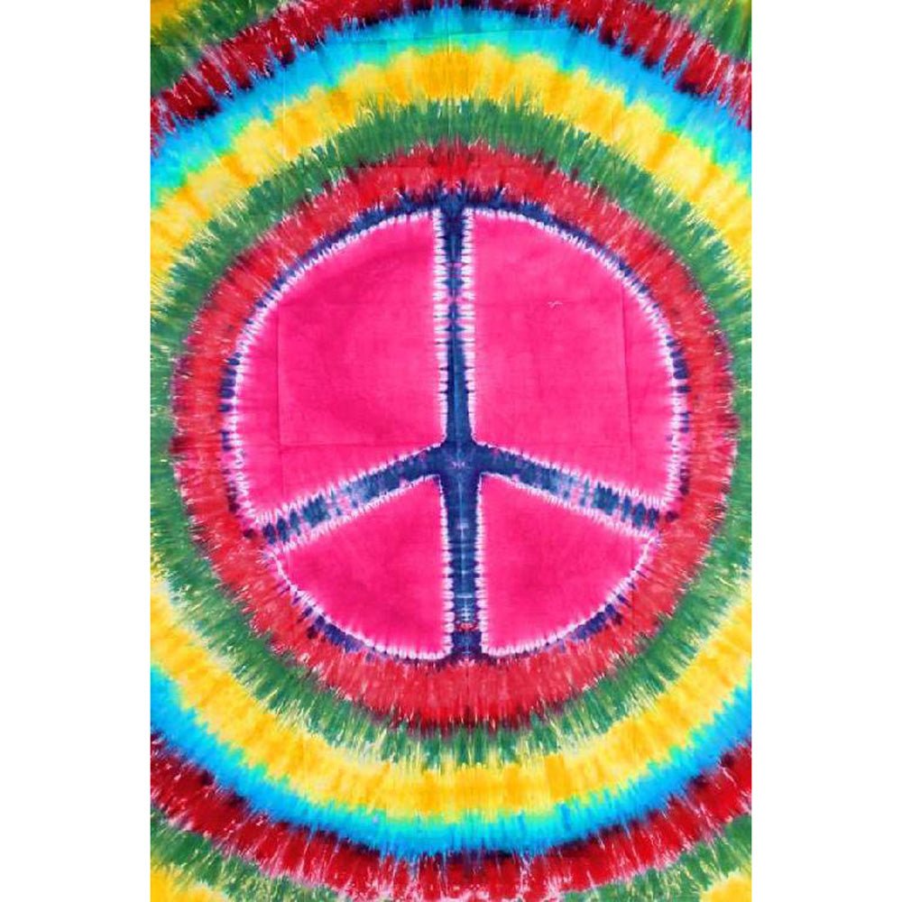 ThreadHeads Tie Dye Peace Sign Tapestry - Glasss Station