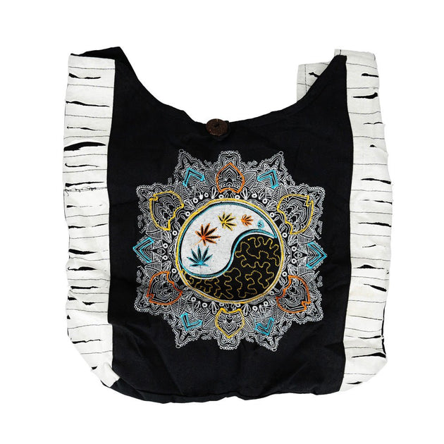 Yin Yang Hemp Leaf Mandala Sling Bag - Glasss Station
