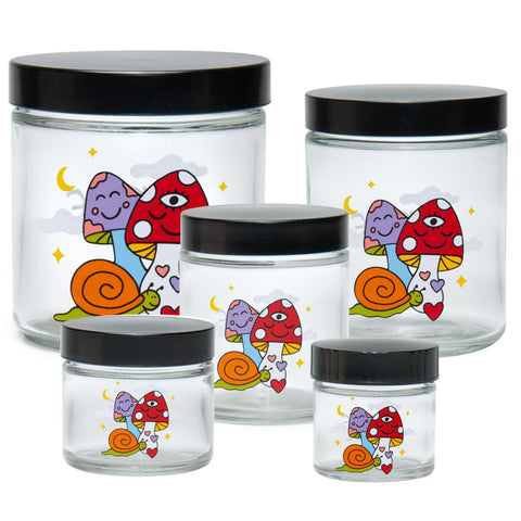 420 Science x Wokeface Cosmic Mushroom Clear Screw Top Jar - Glasss Station