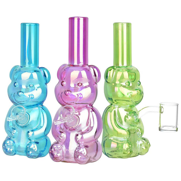Bear Buddy Electroplated 6" Water Pipe - Glasss Station