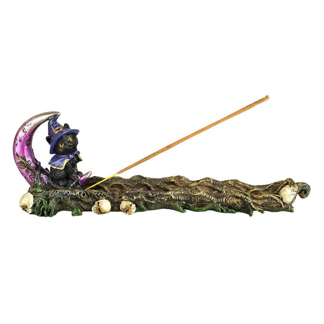 Black Magic Cat Polyresin 11.5" Incense Burner - Glasss Station