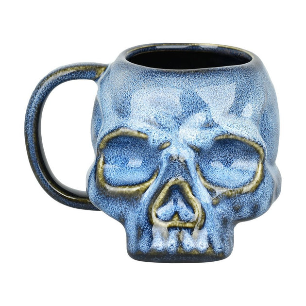 Blue Glazed Skull Ceramic Mug - Glasss Station