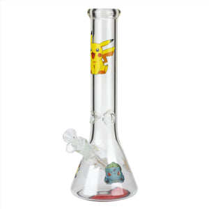 Cartoon Graphic 13.5" 7mm Glass Beaker Water Pipe - Glasss Station