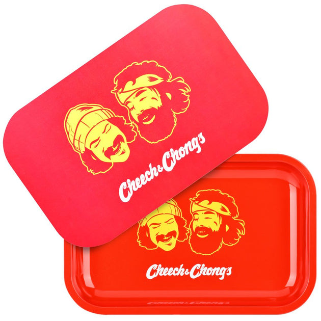 Cheech & Chong x Pulsar Red Faces Metal Rolling Tray W/ Lid - Glasss Station