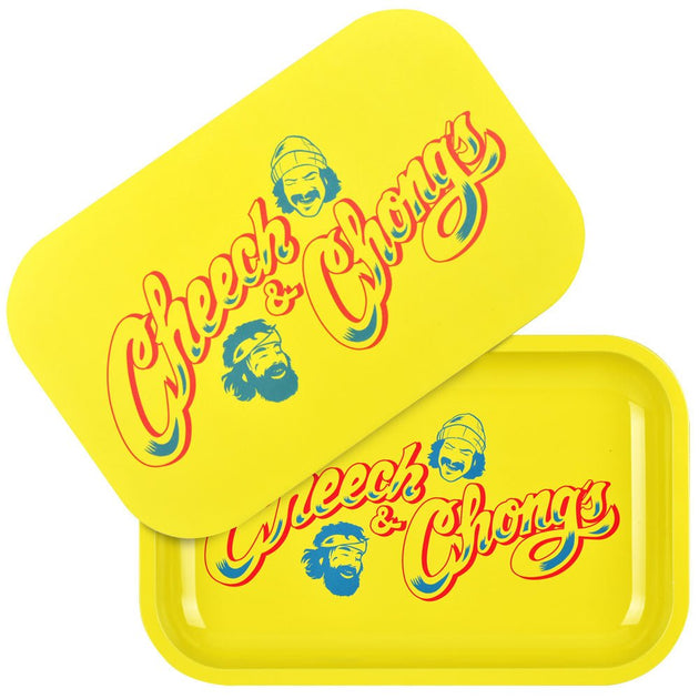 Cheech & Chong x Pulsar Yellow Logo Metal Rolling Tray W/ Lid - Glasss Station