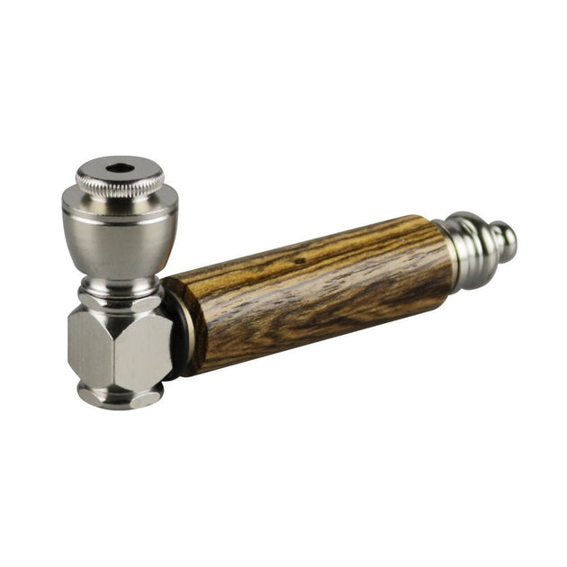 Exotic Wood & Stainless Steel Hand Pipe - Glasss Station