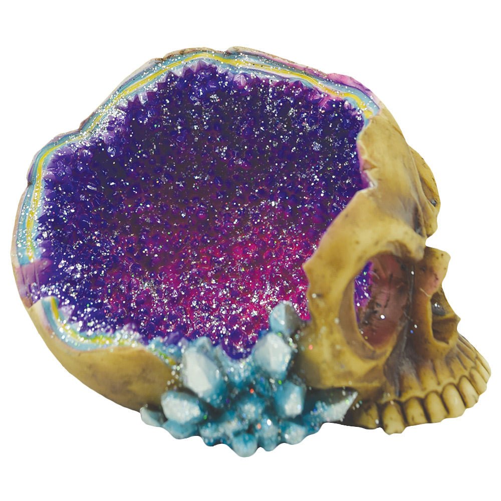 Fujima Geode Skull Polyresin Ashtray - 5.5"x4.25" - Glasss Station