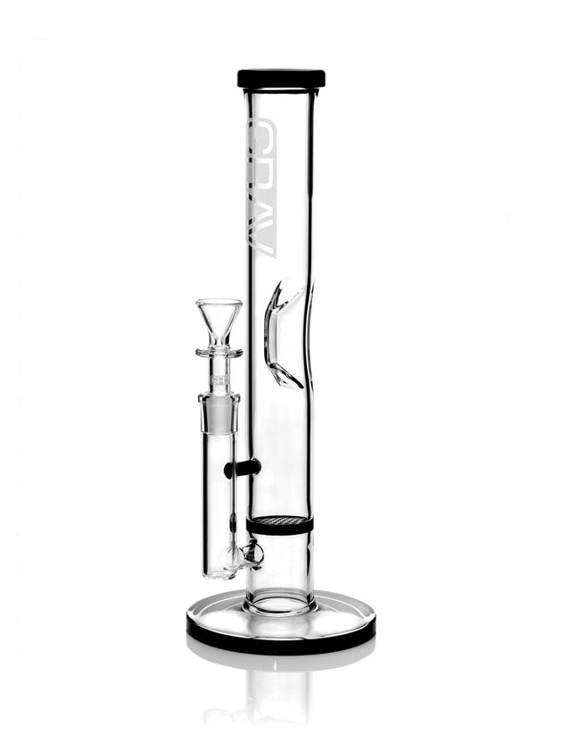 GRAV Medium Straight Base Black Accent w/ Disc Water Pipe - Glasss Station