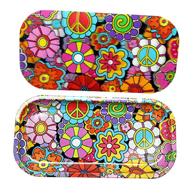 Groovy Flowers Rolling Tray w/ 3D Magnetic Cover - Glasss Station